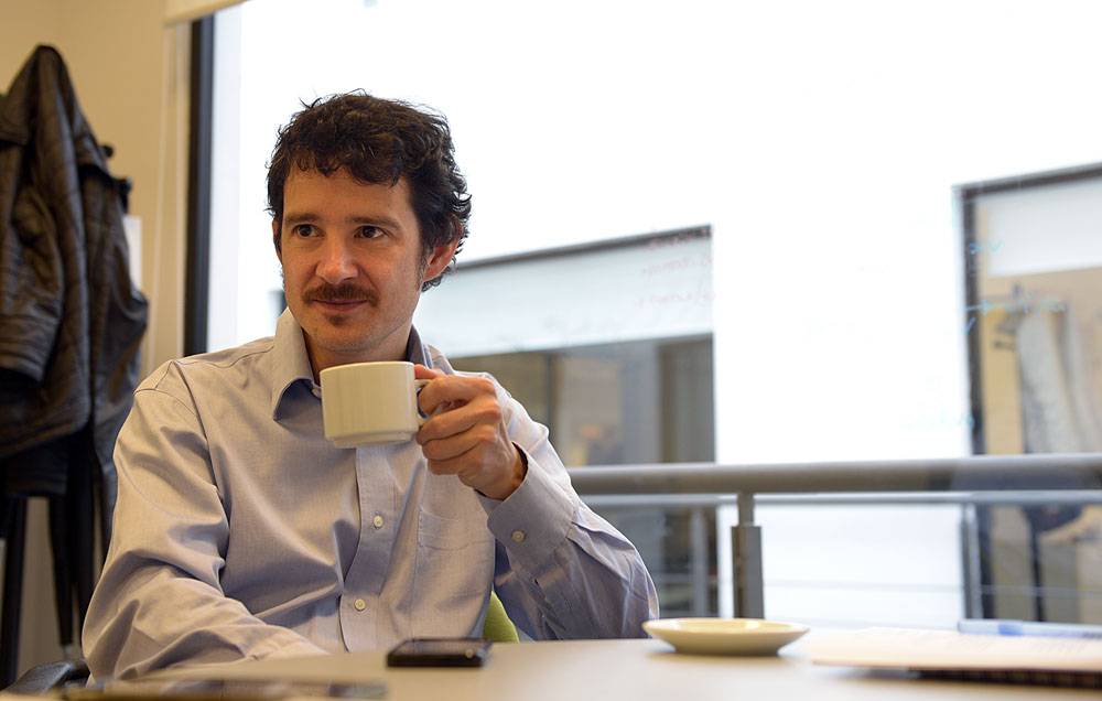 Cristobal Cobo drinking coffee