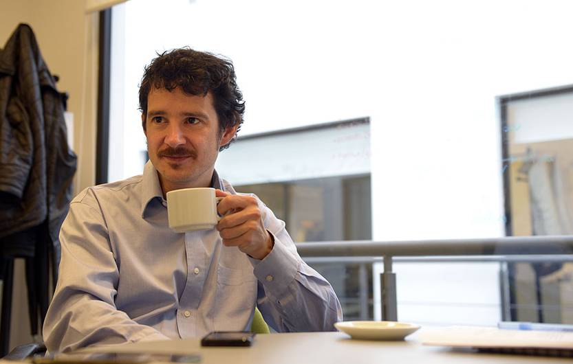 Cristobal drinking coffee